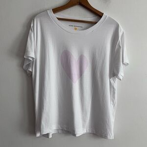 Kerri Rosenthal White Heart Print Cotton Short Sleeve T-Shirt